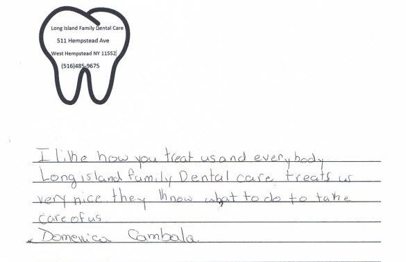 Handwritten patient note
