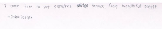 Handwritten patient note