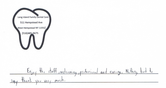 Handwritten patient note