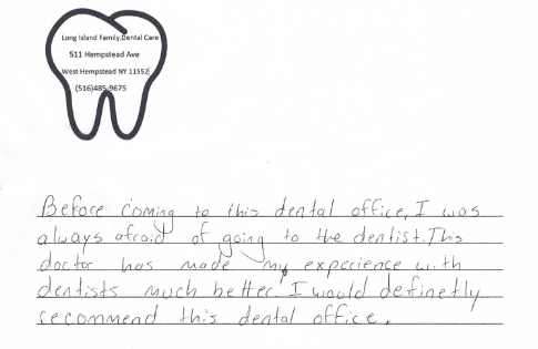 Handwritten patient note