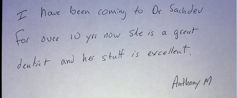 Handwritten patient note